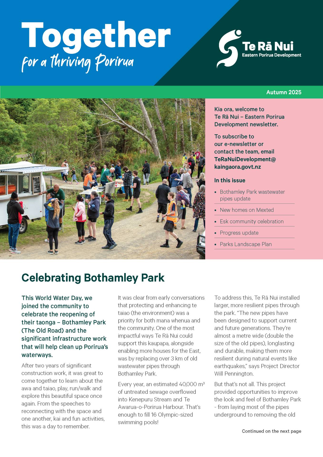 Te Ra Nui Porirua Development Newsletter Autumn 2024